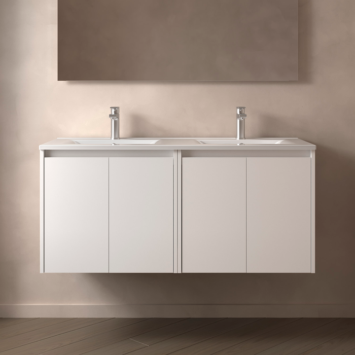 SALGAR 105087 NOJA Bathroom Cabinet with Sink 4 Doors 120 cm Matte White Color