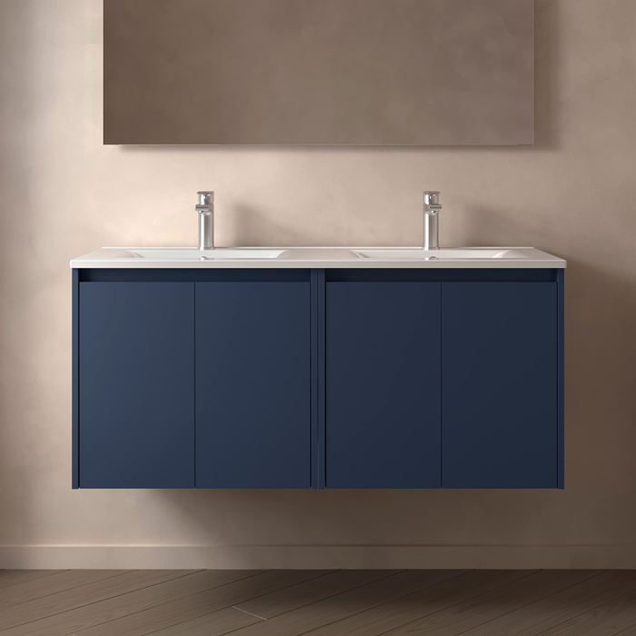 SALGAR 105089 NOJA Bathroom Furniture with Sink 4 Doors 120 cm Matte Blue Color