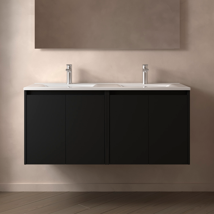 SALGAR 105088 NOJA Bathroom Furniture with Sink 4 Doors 120 cm Matte Black Color
