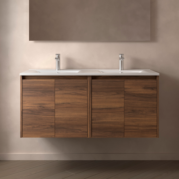 SALGAR 105094 NOJA Bathroom Cabinet with Sink 4 Doors 120 cm Color Nogal Maya