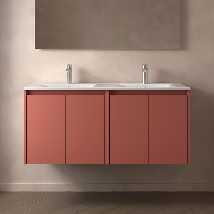SALGAR 105091 NOJA Bathroom Furniture with Sink 4 Doors 120 cm Matte Red Color