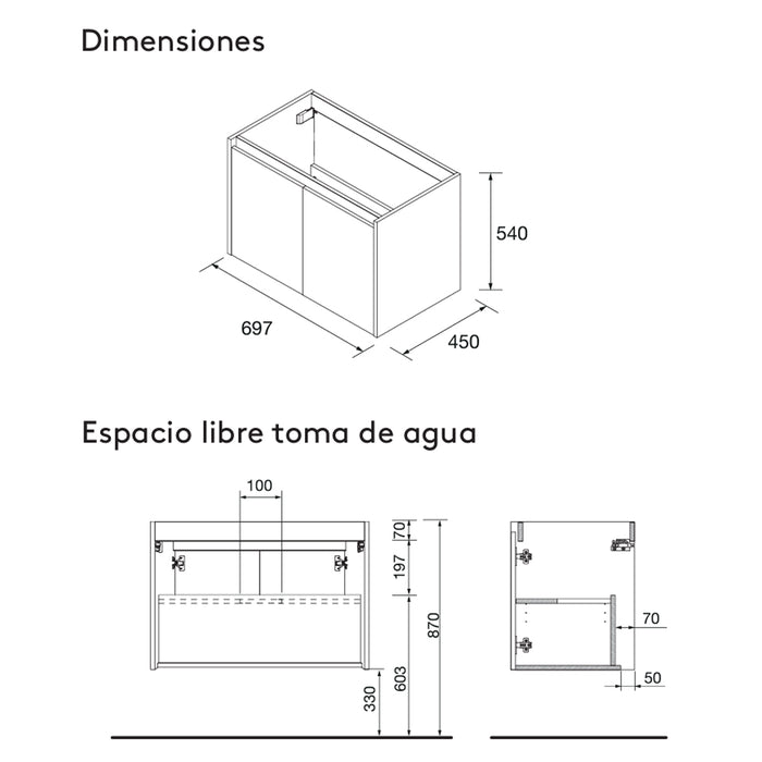 SALGAR 105095 NOJA Mueble de Baño con Lavabo 4 Puertas 140 cm Color Blanco Brillo