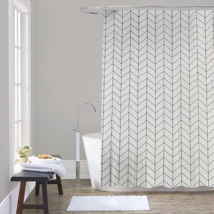 GEDY TVI13711200 SPIGA Shower Curtain White and Black