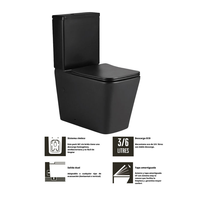 NOVOBATH PARIS Complete Rimless Compact Black Toilet