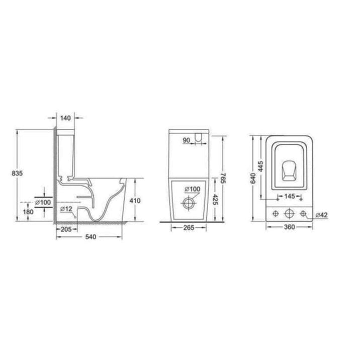 NOVOBATH PARIS Complete Rimless Compact Black Toilet