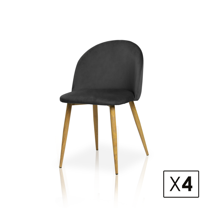 FURNITURE STYLE FS7003NEGRVEL MERCEDES Pack 4 Black Velvet Dining Chairs