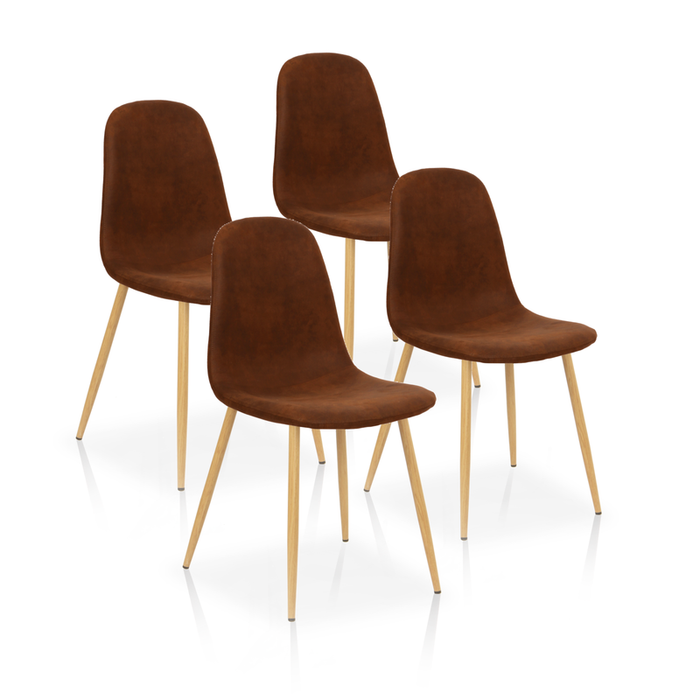 FURNITURE STYLE FS5192AVELFAB MARGOT Pack of 4 Textile Dining Chairs Hazelnut Brown