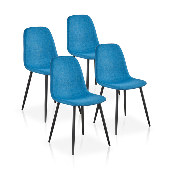 FURNITURE STYLE FS5192MEDIFAB MARGOT Pack 4 Textile Dining Chairs Blue