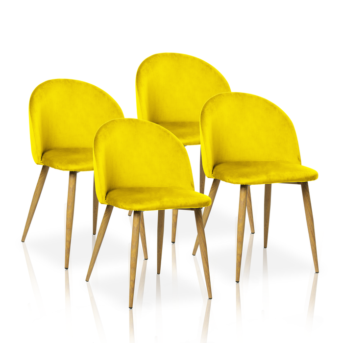 FURNITURE STYLE FS7003MOSTVEL MERCEDES Pack 4 Yellow Velvet Dining Chairs