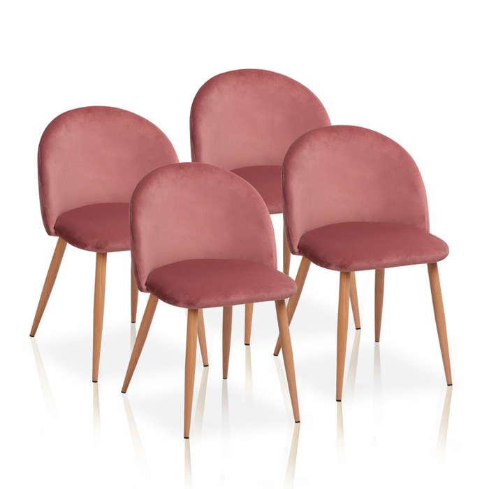 FURNITURE STYLE FS7003MAQUVEL MERCEDES Pack 4 Pink Velvet Dining Chairs