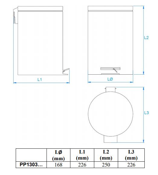 MEDICLINICS PP1303 Cubo Pedal Redondo 3L. Inox Blanco 5 a 7 Días Mediclinics 