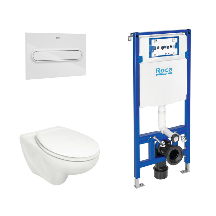 ROCA PACK VICTORIA+DUPLO Wall-Mounted Toilet White Push Button