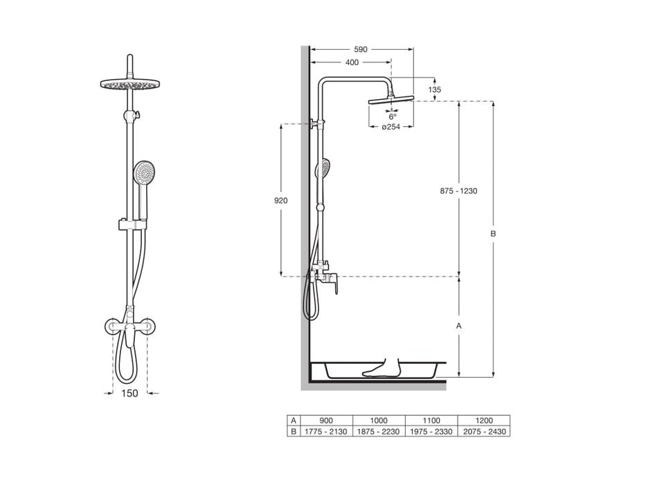 ROCA A5A9A4FC00 VICTORIA M-PLUS Grifo Columna de Ducha Telescópica Monomando Cromo