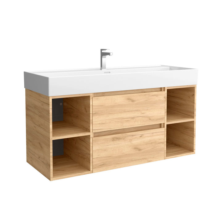 SALGAR 102233 BEQUIA Bathroom Furniture with Sink 120 2 Drawers and 4 Holes Oak