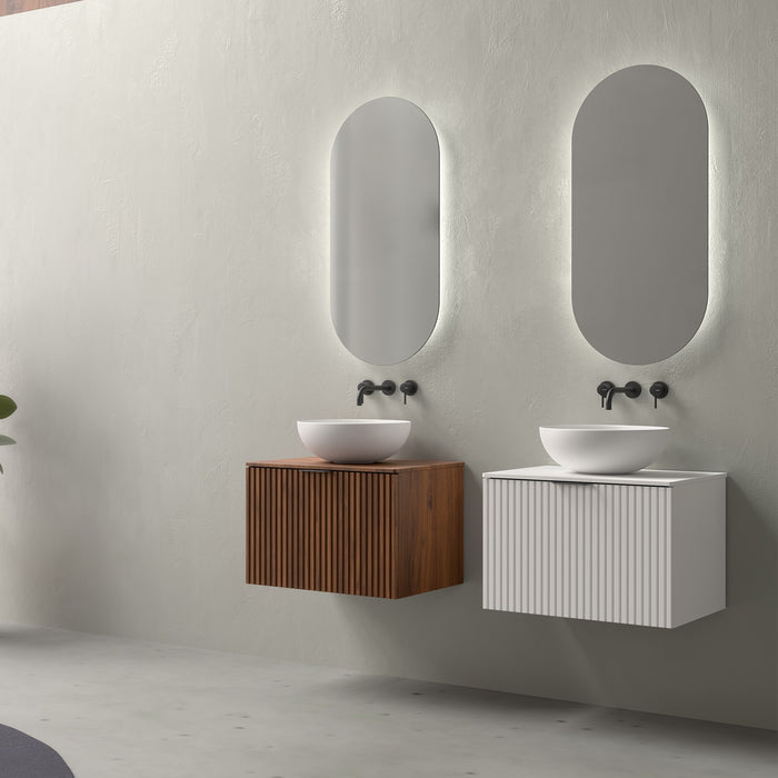 SALGAR BIBA Bathroom Furniture with Counter Top 1 Drawer Container Mayan Walnut Color