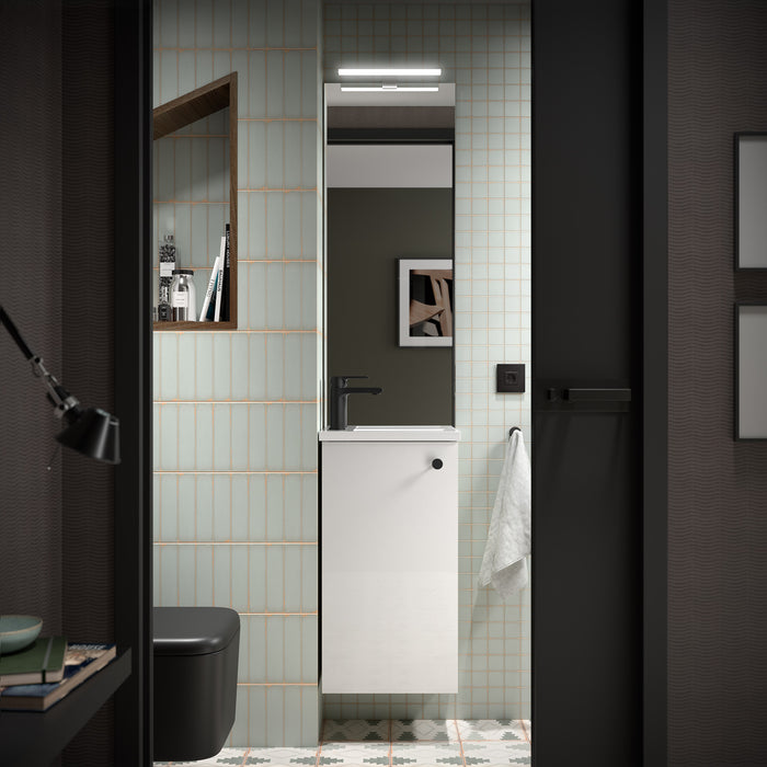 SALGAR 99146 MARVILLE Complete Set of Mini Bathroom Furniture with 1 Door Sink Glossy White