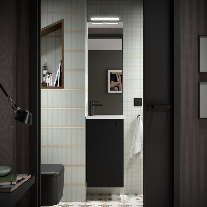 SALGAR 104994 MARVILLE Complete Set of Mini Bathroom Furniture with 1 Door Sink Matte Black