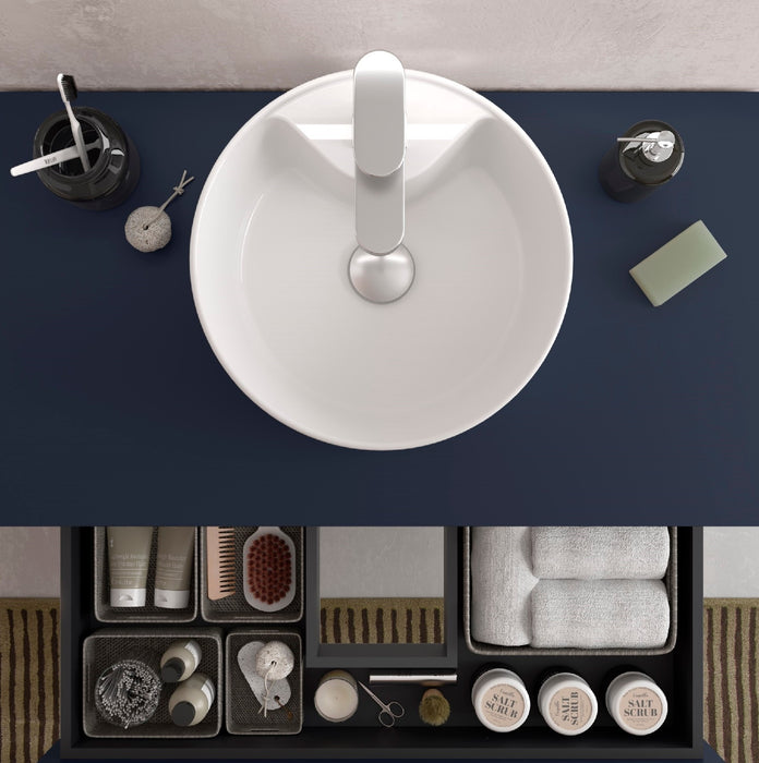 SALGAR BEQUIA Mueble de Baño con Tapa Encimera 4 Cajones Color Azul Mate