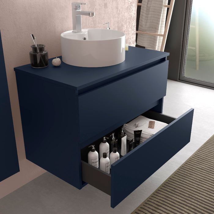 SALGAR BEQUIA Mueble de Baño con Tapa Encimera 4 Cajones Color Azul Mate