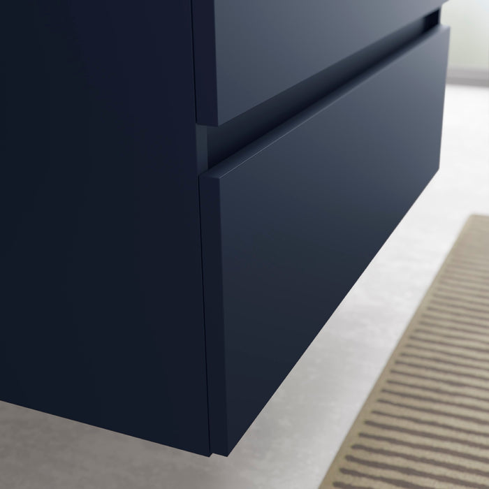 SALGAR BEQUIA Mueble de Baño con Lavabo 2 Cajones 2 Huecos Derecha Azul Mate Roble