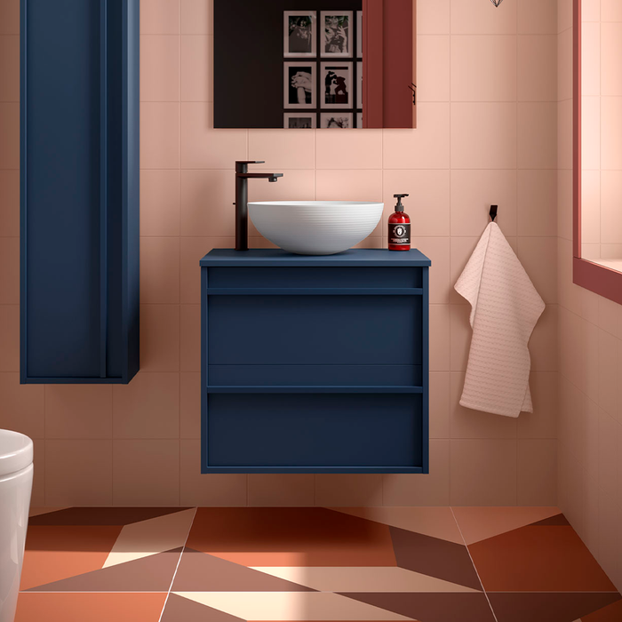 SALGAR ATTILA Mueble de Baño con Tapa Encimera 2 Cajones Color Azul Mate