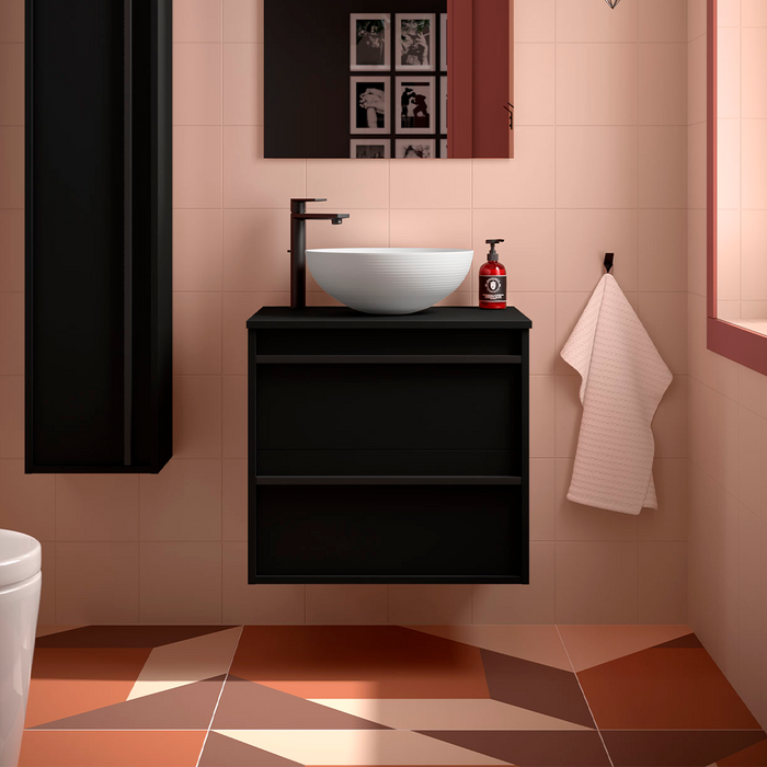 SALGAR ATTILA Bathroom Furniture with Counter Top 2 Drawers Matte Black