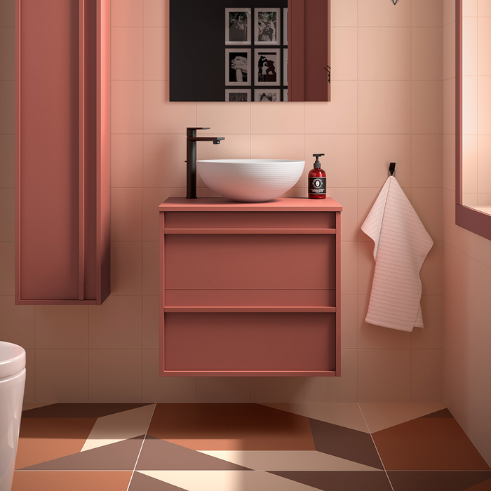 SALGAR ATTILA Bathroom Furniture with Counter Top 2 Drawers Matte Red