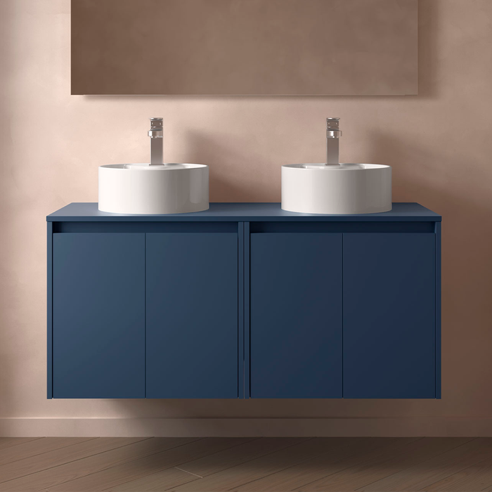 SALGAR 105573 NOJA Bathroom Furniture with Counter Top 4 Doors 140 cm Matte Blue Color