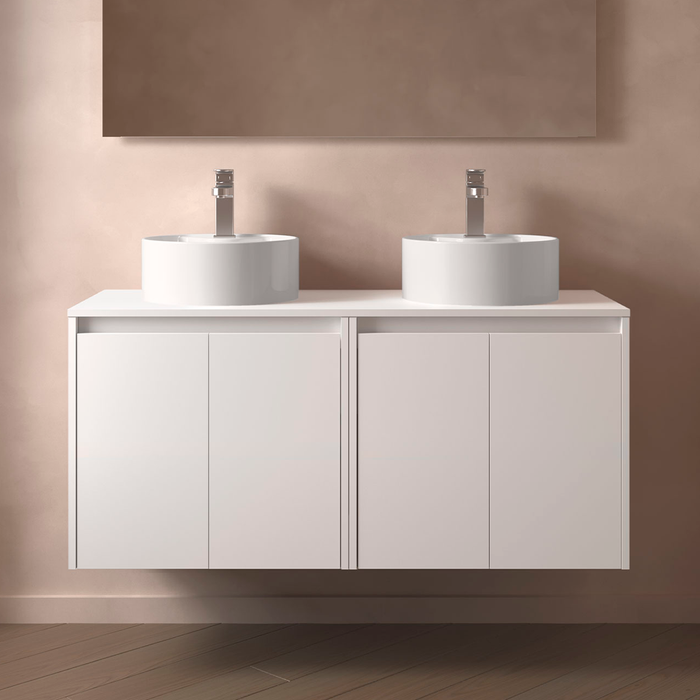 SALGAR 105571 NOJA Bathroom Furniture with Counter Top 4 Doors 140 cm Matte White Color