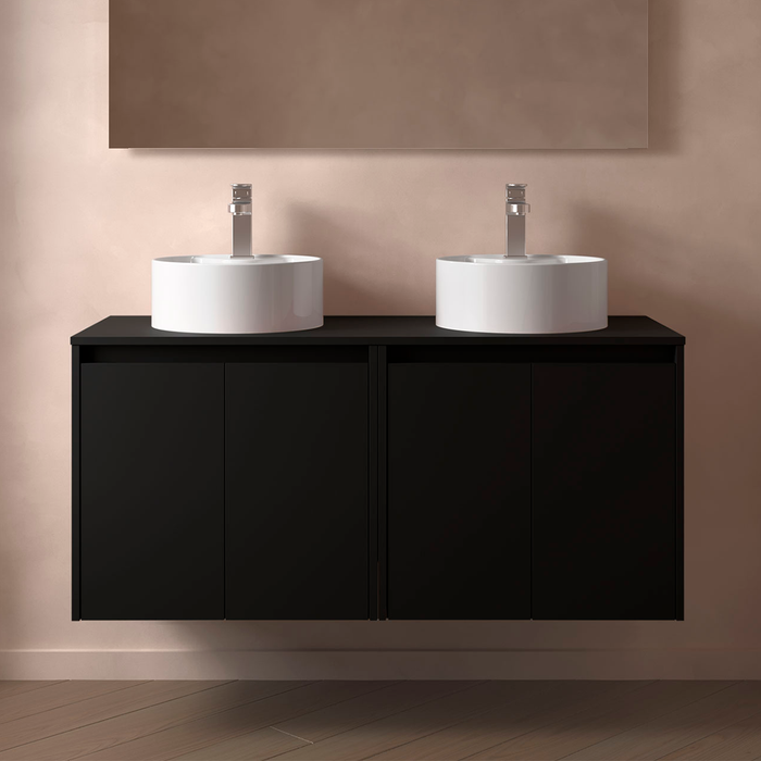 SALGAR 105572 NOJA Bathroom Furniture with Counter Top 4 Doors 140 cm Matte Black Color