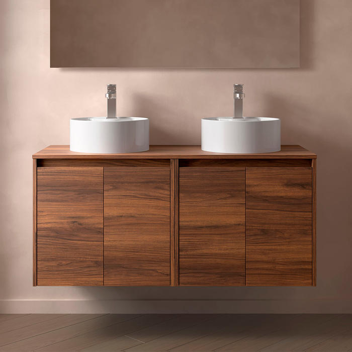 SALGAR 105569 NOJA Bathroom Furniture with Counter Top 4 Doors 120 cm Maya Walnut Color