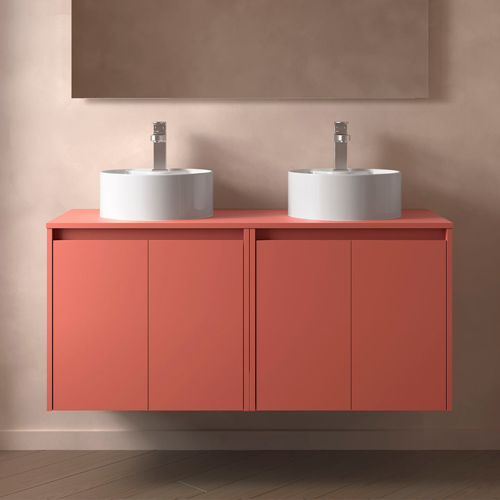 SALGAR 105566 NOJA Bathroom Furniture with Counter Top 4 Doors 120 cm Matte Red Color