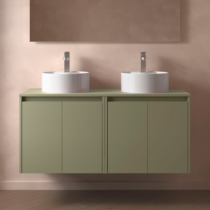 SALGAR 105565 NOJA Bathroom Furniture with Counter Top 4 Doors 120 cm Matte Green Color