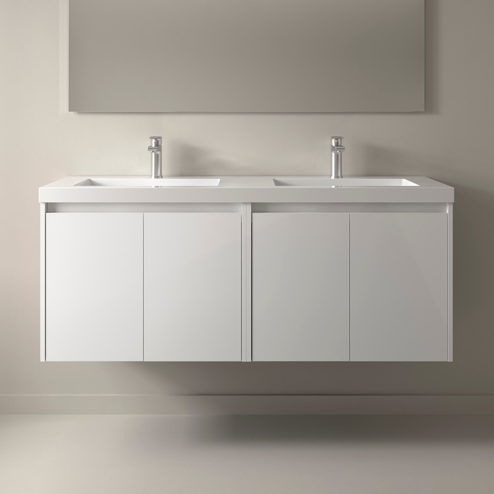 SALGAR 105095 NOJA Bathroom Furniture with Sink 4 Doors 140 cm Glossy White Color
