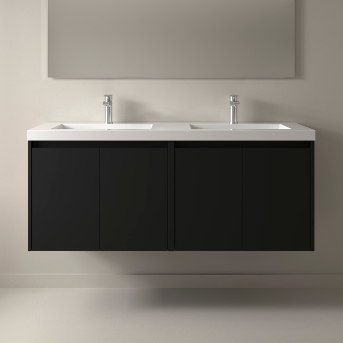 SALGAR 105097 NOJA Bathroom Furniture with Sink 4 Doors 140 cm Matte Black Color