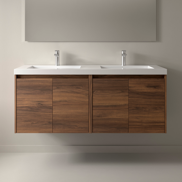 SALGAR 105103 NOJA Bathroom Furniture with Sink 4 Doors 140 cm Maya Walnut Color