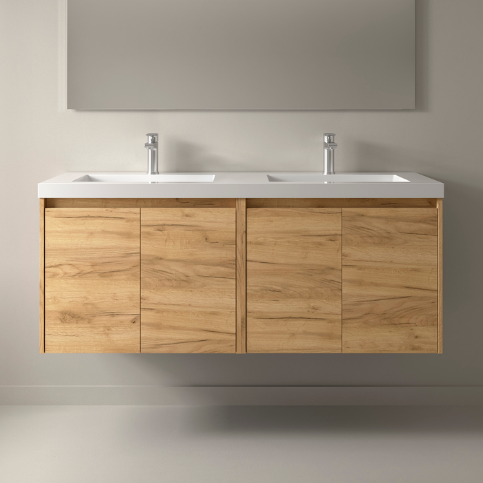 SALGAR 105102 NOJA Bathroom Cabinet with Sink 4 Doors 140 cm African Oak Color