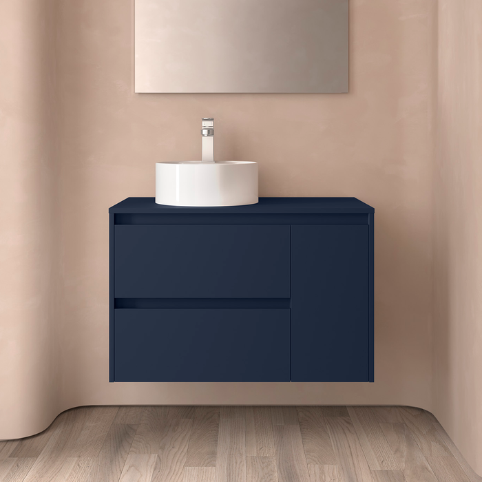 SALGAR NOJA 850 Bathroom Furniture with Counter Top 2 Drawers 1 Right Door Matte Blue Color