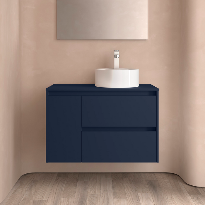 SALGAR NOJA 850 Bathroom Furniture with Counter Top 2 Drawers 1 Left Door Matte Blue Color
