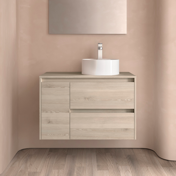 SALGAR NOJA 850 Bathroom Furniture with Counter Top 2 Drawers 1 Left Door Natural Color