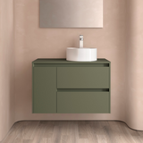 SALGAR NOJA 850 Bathroom Furniture with Counter Top 2 Drawers 1 Left Door Matte Green Color