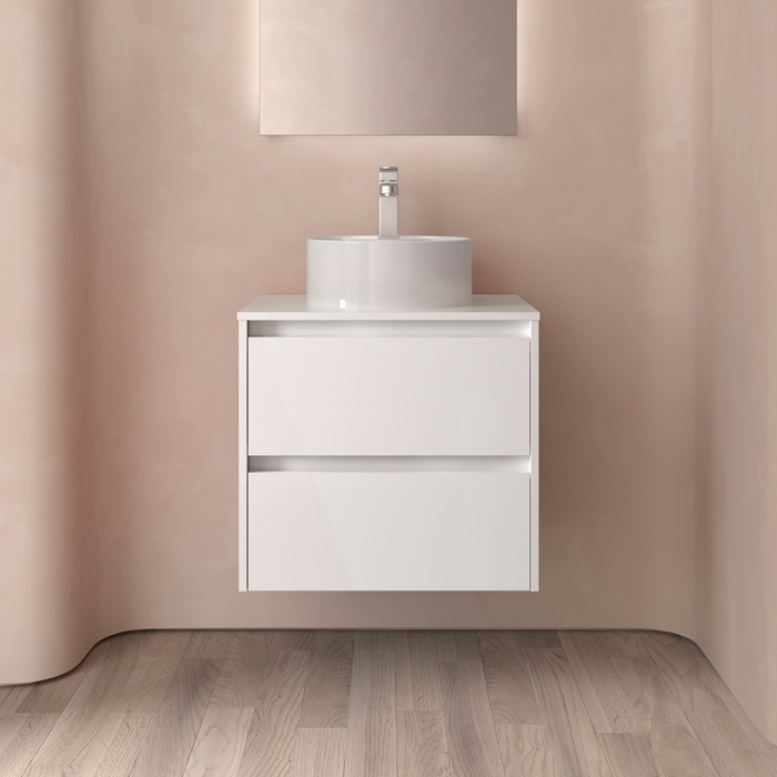 SALGAR NOJA Bathroom Furniture with Counter Top 2 Drawers Glossy White