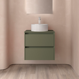 SALGAR NOJA Mueble de Baño con Tapa Encimera 2 Cajones Color Verde Mate