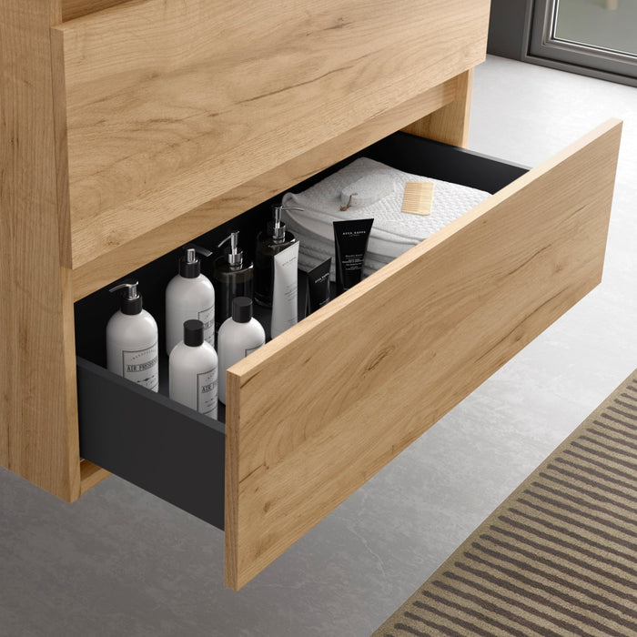 SALGAR BEQUIA Mueble de Baño con Lavabo 2 Cajones 2 Huecos Roble África Izquierda