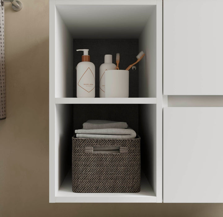 SALGAR BEQUIA Mueble de Baño con Lavabo 2 Cajones 2 Huecos Izquierda Blanco Mate