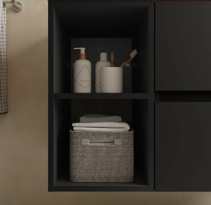 SALGAR BEQUIA Mueble de Baño con Lavabo 2 Cajones 2 Huecos Izquierda Negro Mate