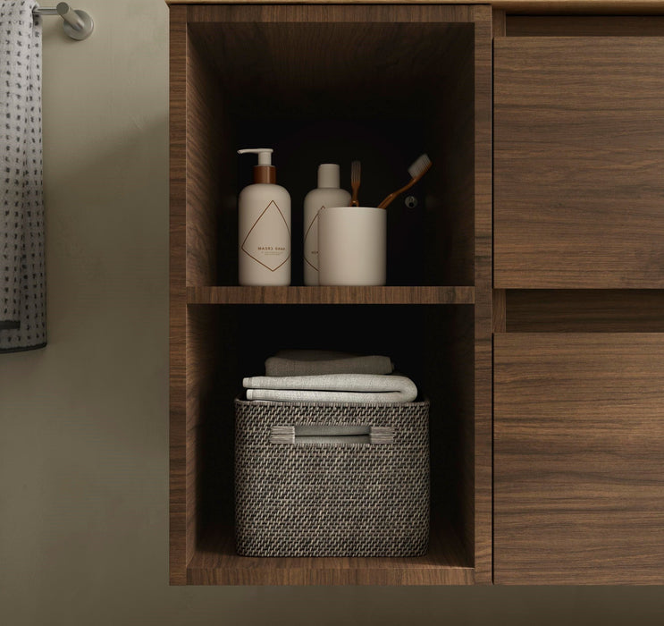 SALGAR BEQUIA Mueble de Baño con Lavabo 2 Cajones 2 Huecos Izquierda Nogal Maya