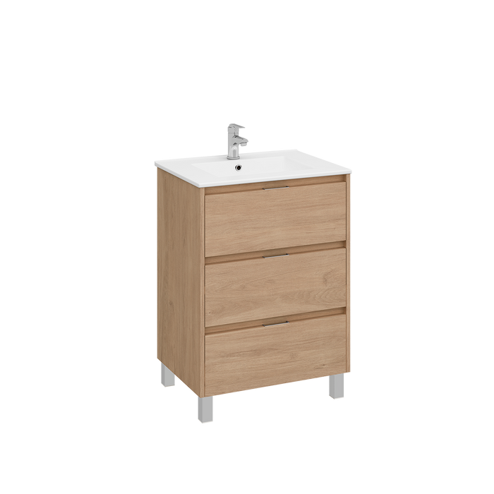 STROHM TEKA INCA Bathroom Furniture with Sink 3 Drawers Denver Oak