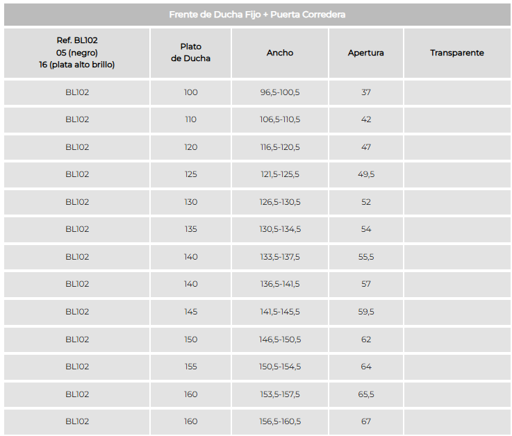 KASSANDRA BL102 BEL-LA Mampara Frontal Ducha 1F+1C Negro Mate Transparente