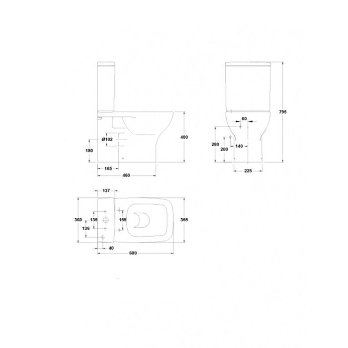 GALA G0558101 STREET SQUARE Cisterna Completa para Inodoro Compacto Alimentación Inferior
